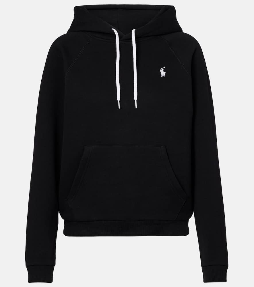 Polo Ralph Lauren Women's Shrunken Fit Fleece Hoodie Sweatshirt In Black