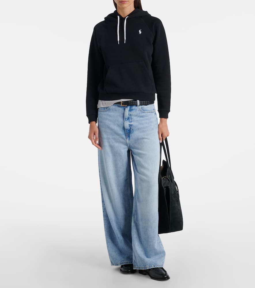 Polo Ralph Lauren Women's Shrunken Fit Fleece Hoodie Sweatshirt In Black