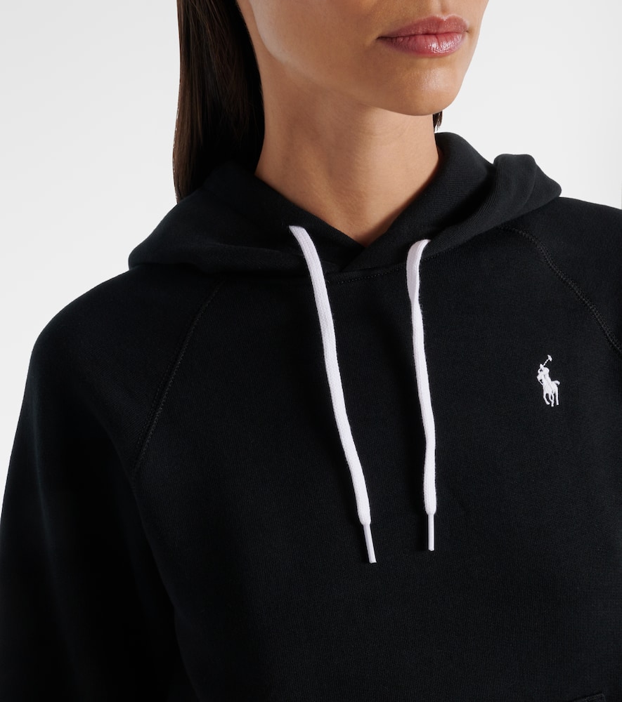 Polo Ralph Lauren Women's Shrunken Fit Fleece Hoodie Sweatshirt In Black