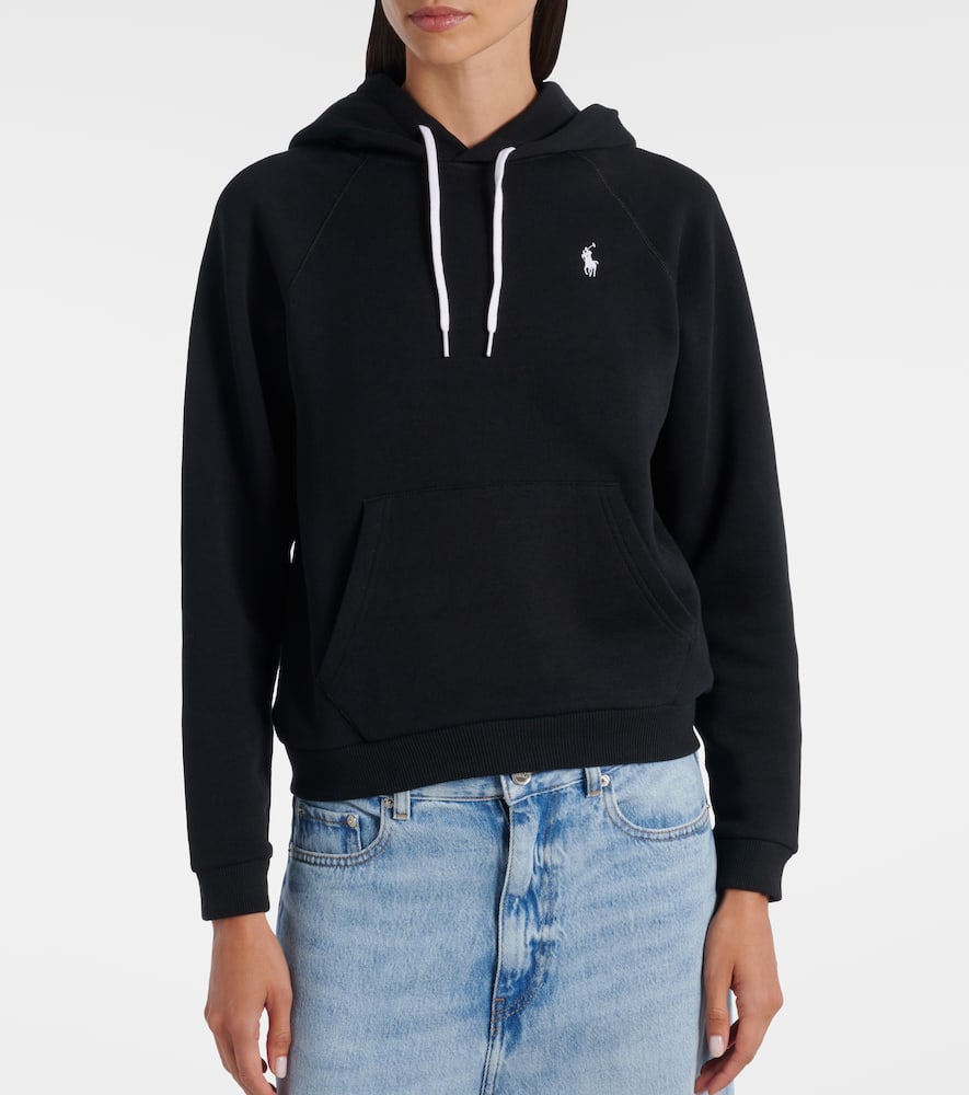 Polo Ralph Lauren Women's Shrunken Fit Fleece Hoodie Sweatshirt In Black