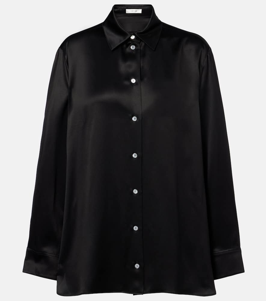 The Row Sisilia Oversized Silk Satin Shirt In Black