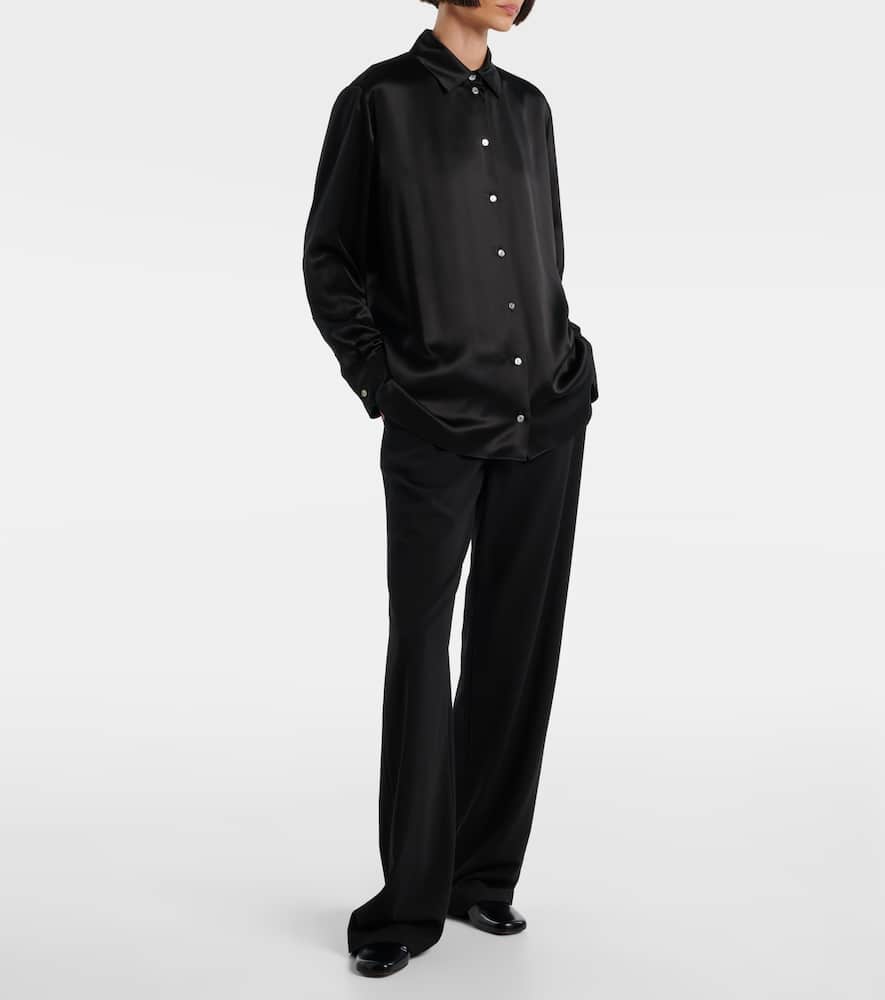 The Row Sisilia Oversized Silk Satin Shirt In Black