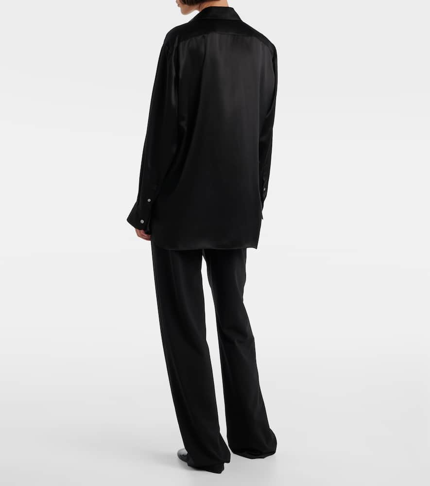 The Row Sisilia Oversized Silk Satin Shirt In Black