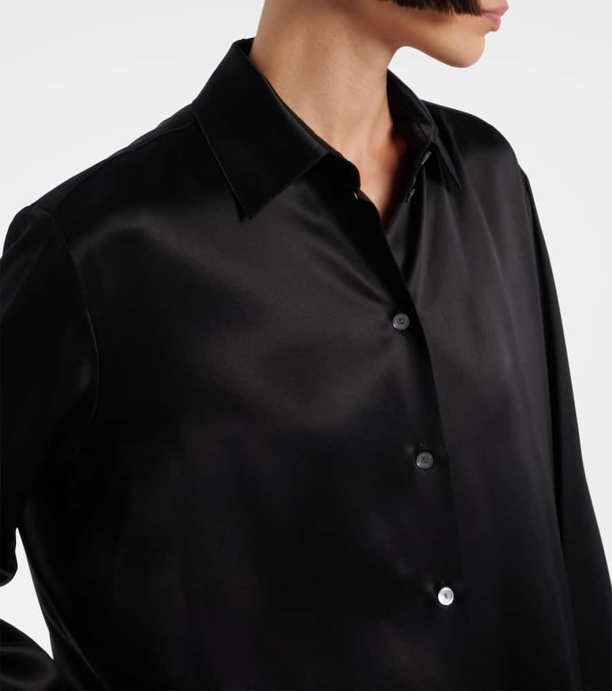 The Row Sisilia Oversized Silk Satin Shirt In Black