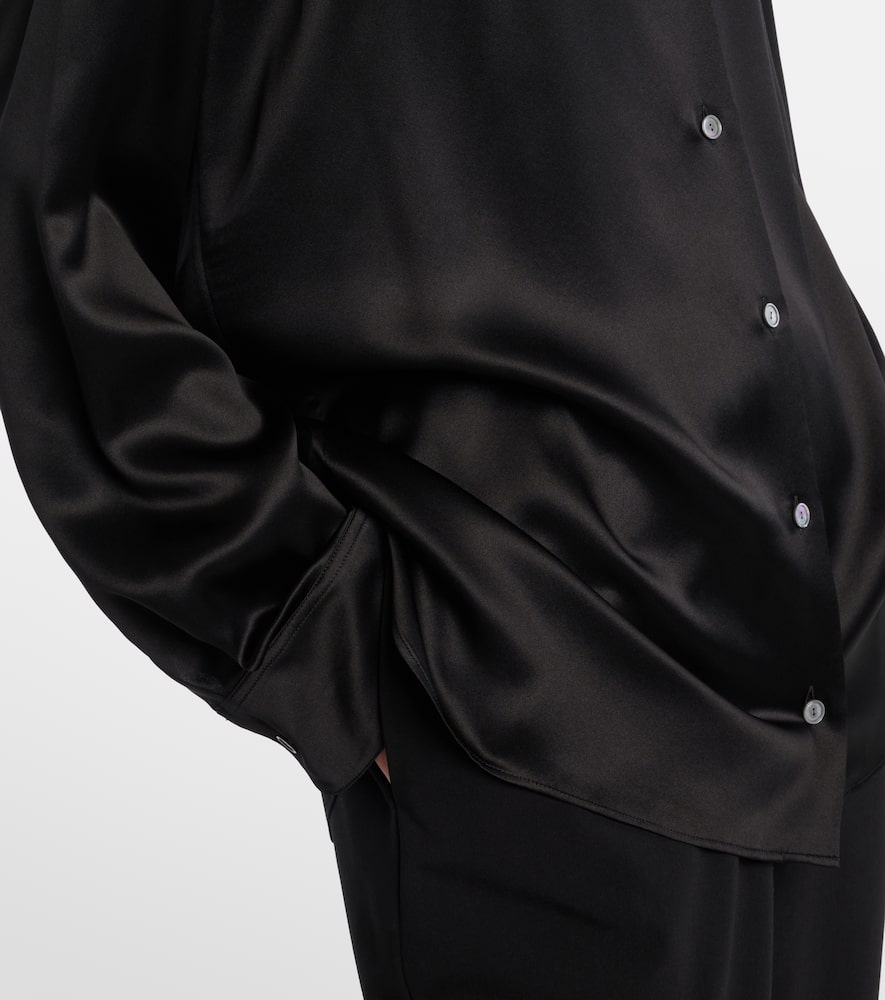 The Row Sisilia Oversized Silk Satin Shirt In Black