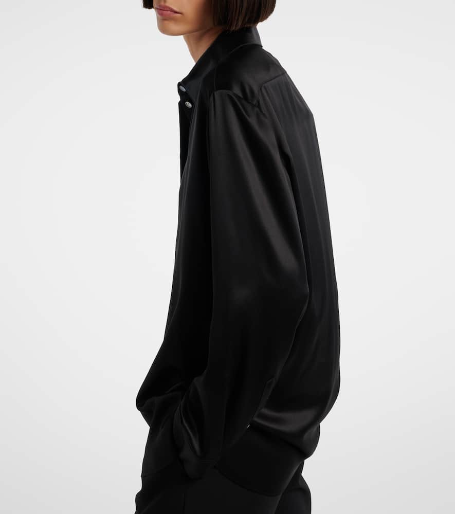 The Row Sisilia Oversized Silk Satin Shirt In Black
