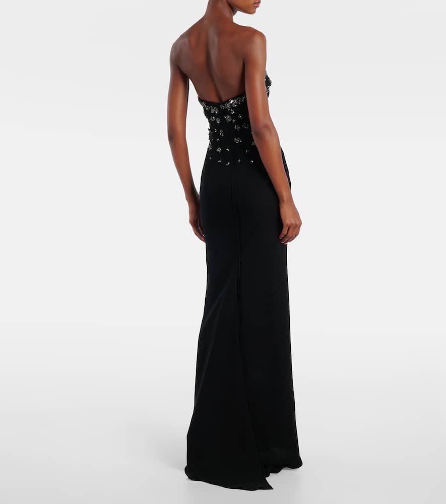 Marmar Halim Embellished Strapless Gown In Black