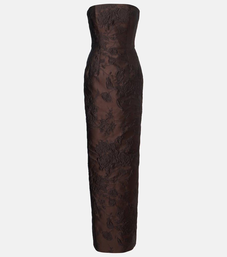 Emilia Wickstead Laelia Jacquard Corset Gown In Brown
