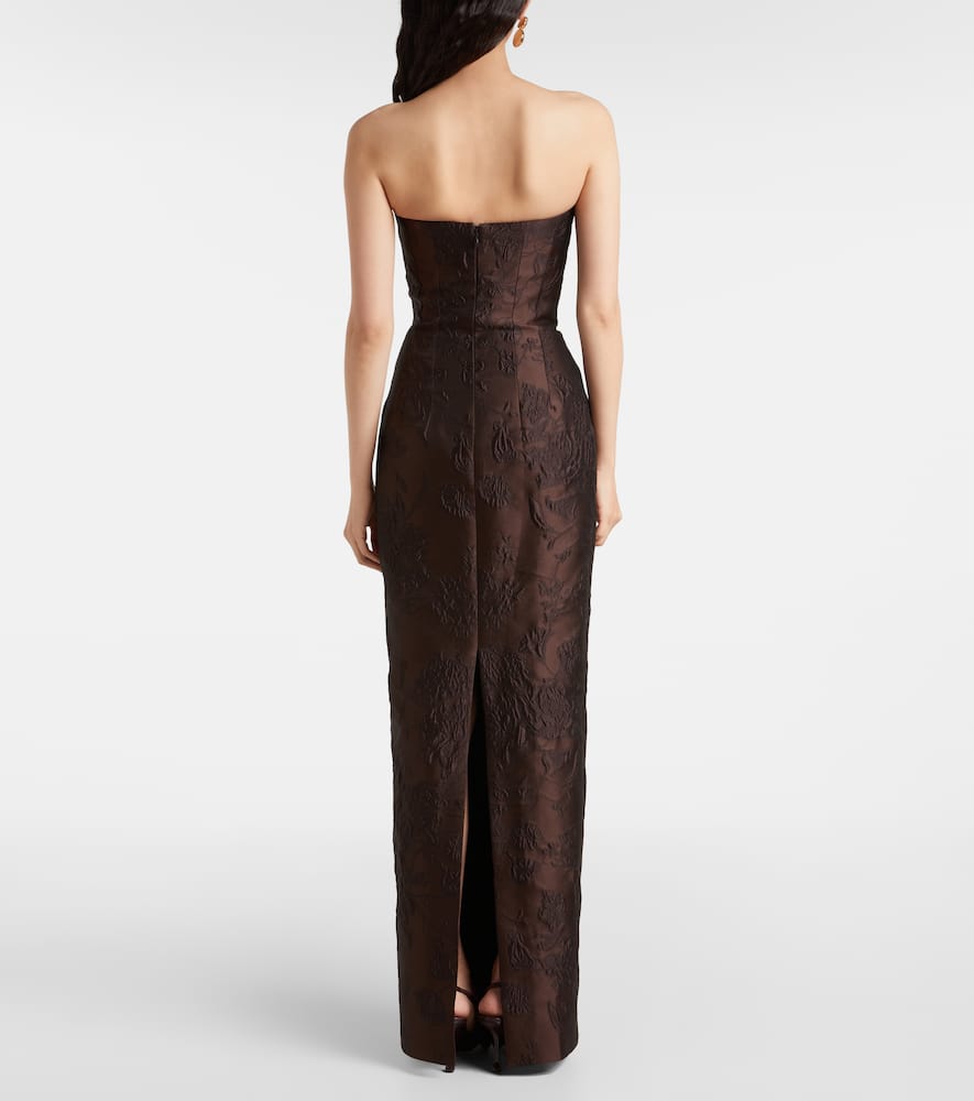 Emilia Wickstead Laelia Jacquard Corset Gown In Brown