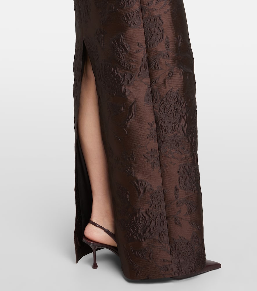 Emilia Wickstead Laelia Jacquard Corset Gown In Brown