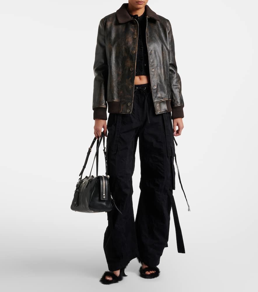 Dolce & Gabbana Black Cargo Pants With Elastic Waist With Faded Effect In Cotton Blend Woman In Black