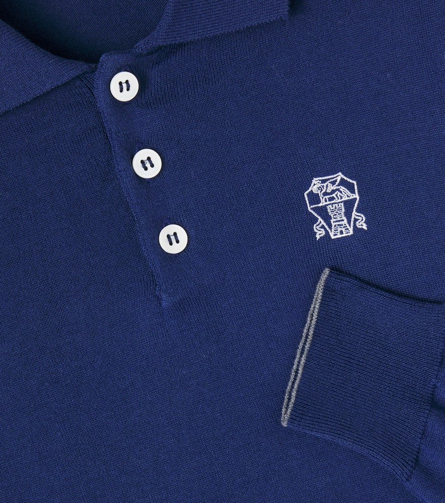 Brunello Cucinelli Logo Cotton Polo Shirt In Blue