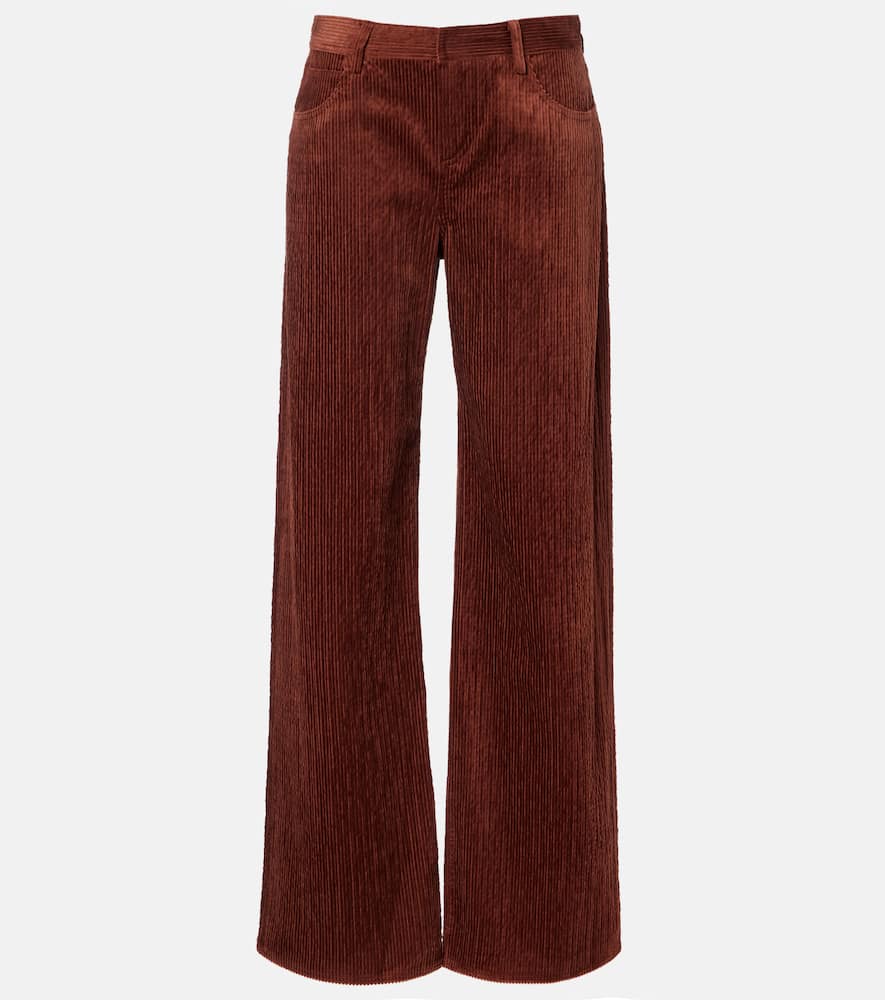 Magda Butrym High-rise Cotton-blend Corduroy Wide-leg Pants In Orange