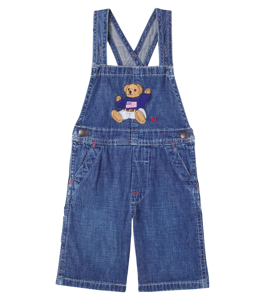 Polo Ralph Lauren Polo Bear Denim Overalls In Blue