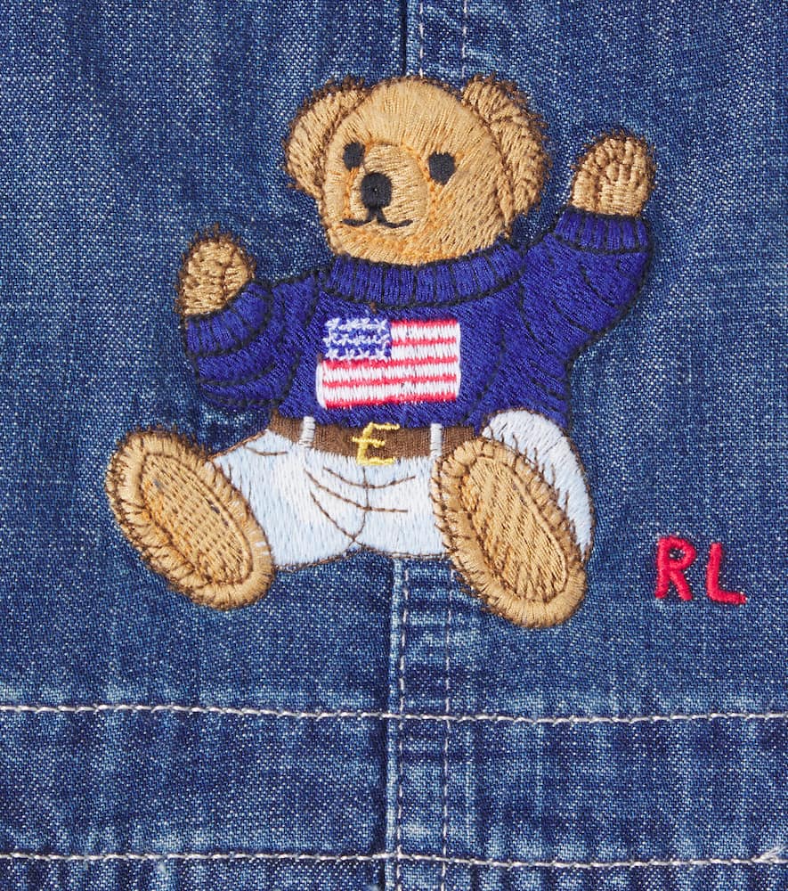 Polo Ralph Lauren Polo Bear Denim Overalls In Blue