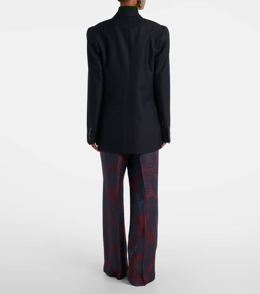Dries Van Noten Womens Navy Bafy Crystal-embellished Double-breasted Wool Jacket In Blue