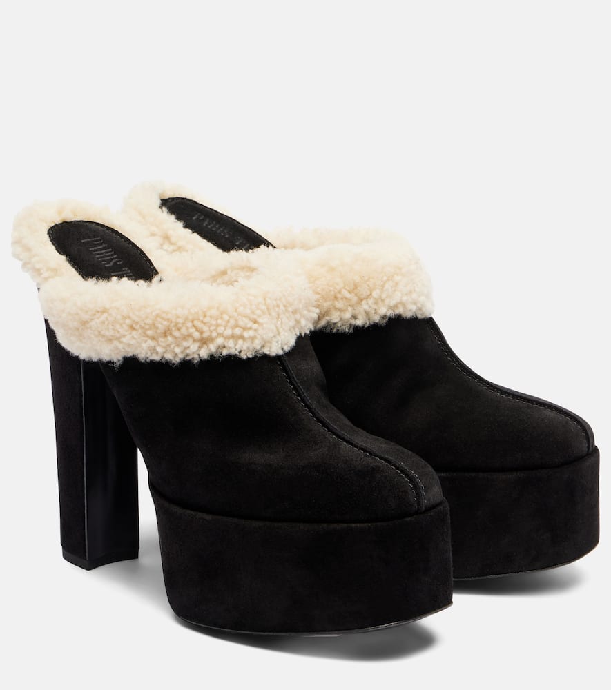 Paris Texas Malena 145 Suede Platform Mules In Black