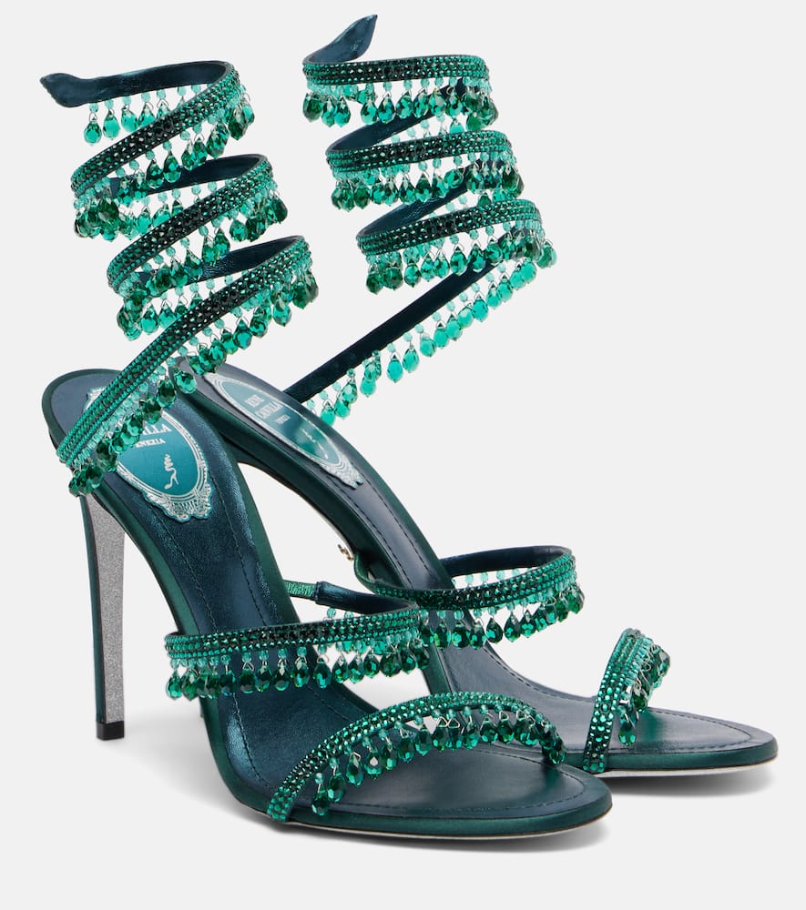 René Caovilla Chandelier 105 Embellished Sandals In Green