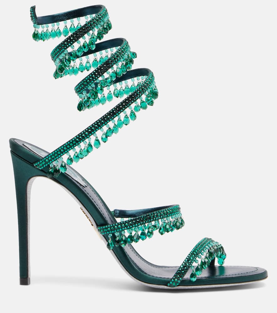 René Caovilla Chandelier 105 Embellished Sandals In Green