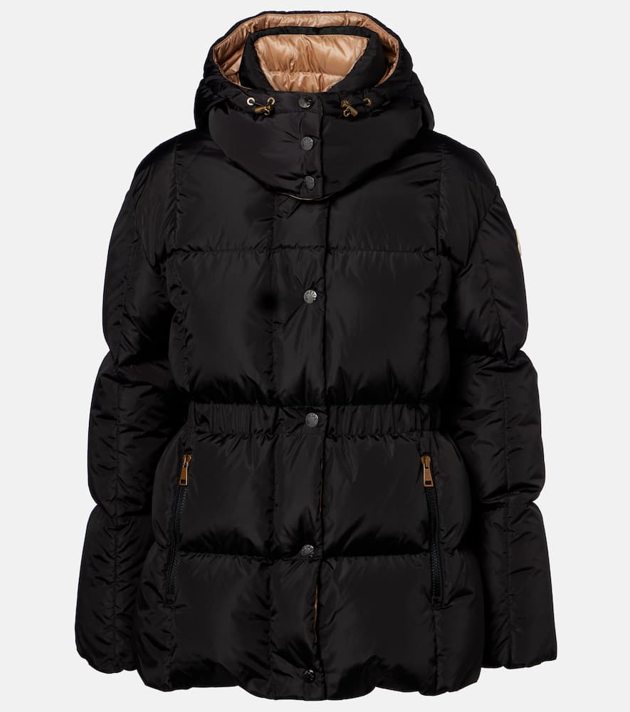Moncler Agneux Square-quilted Hooded Short Down Jacket In Black