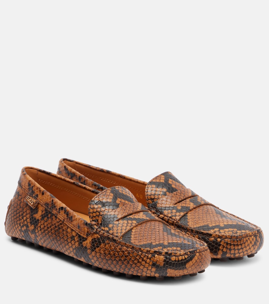 Tod's Gommino snake-effect leather driving shoes