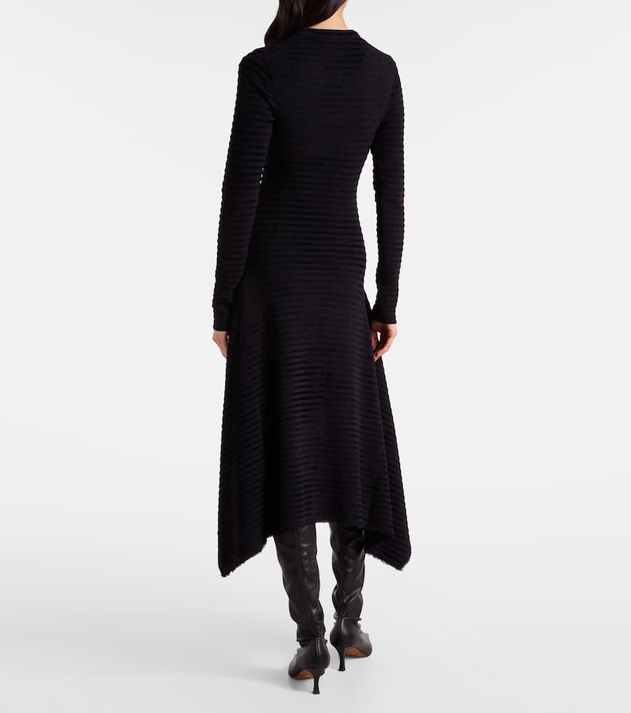 Proenza Schouler Striped Knitted Asymmetric Midi Dress In Black