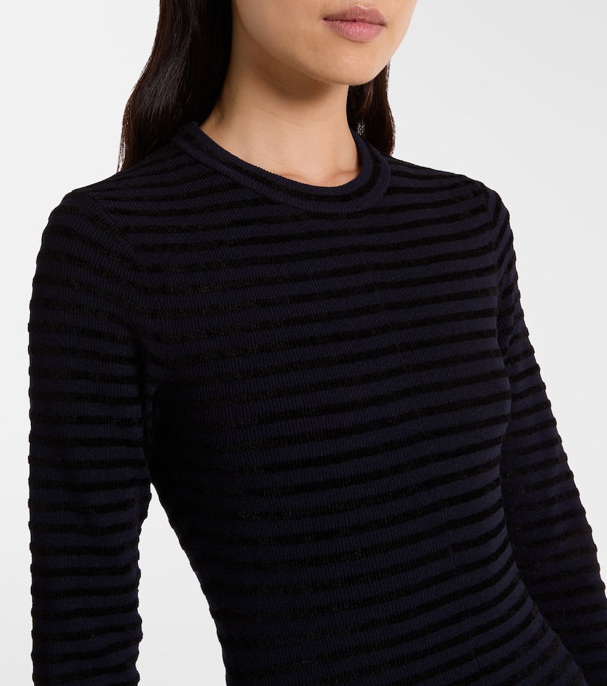 Proenza Schouler Striped Knitted Asymmetric Midi Dress In Black