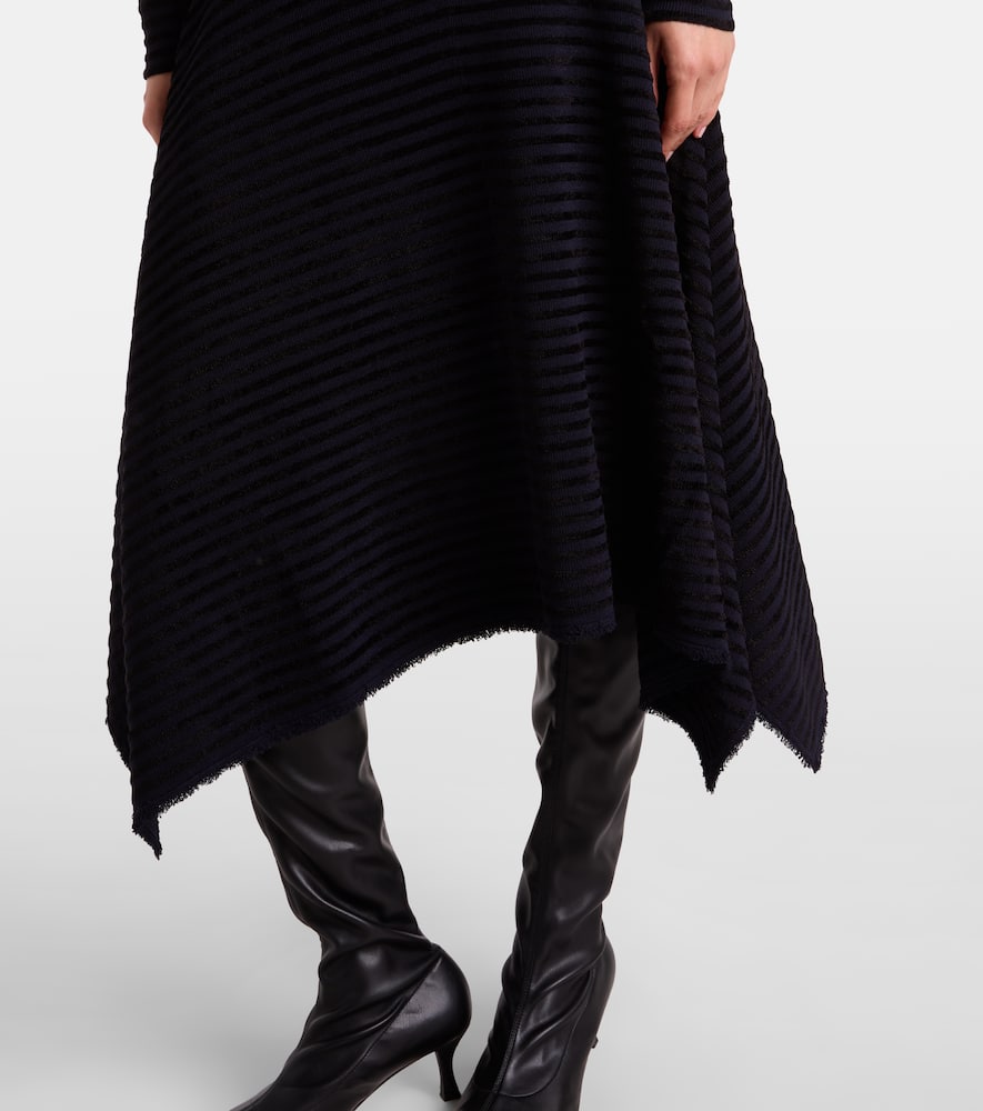 Proenza Schouler Striped Knitted Asymmetric Midi Dress In Black