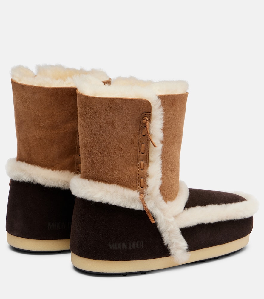 Moon Boot Evx Shearling-trimmed Suede Ankle Boots In Brown