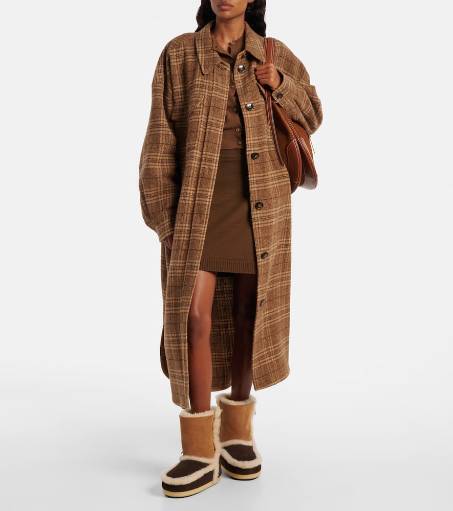 Moon Boot Evx Shearling-trimmed Suede Ankle Boots In Brown