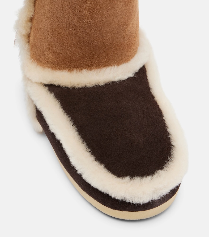 Moon Boot Evx Shearling-trimmed Suede Ankle Boots In Brown
