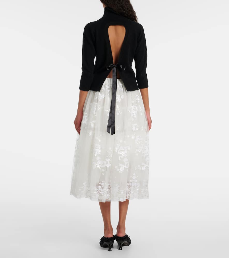 Simone Rocha Embellished Cashmere Turtleneck Sweater In Black