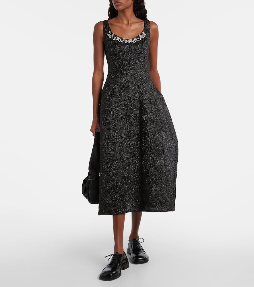 Simone Rocha Embellished Lamé Cocktail Dress In Black