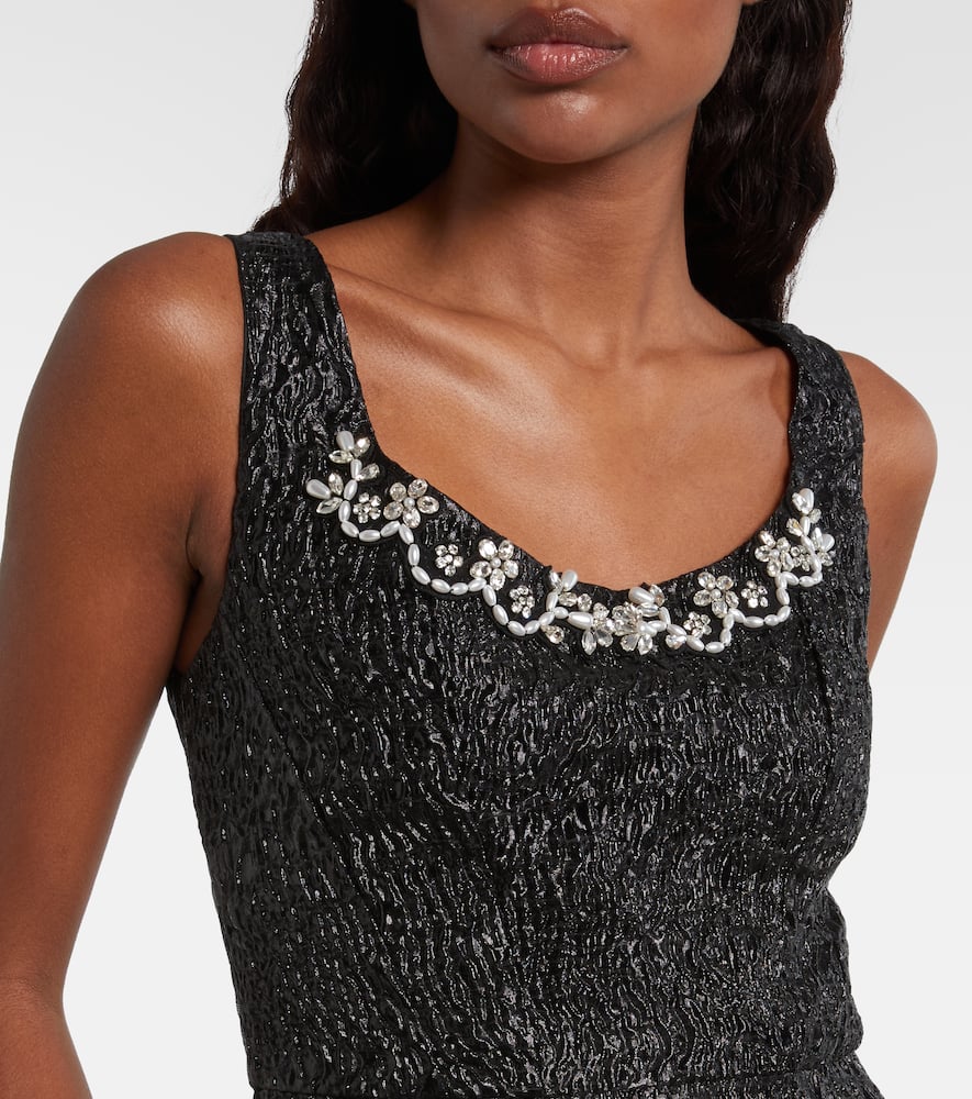 Simone Rocha Embellished Lamé Cocktail Dress In Black