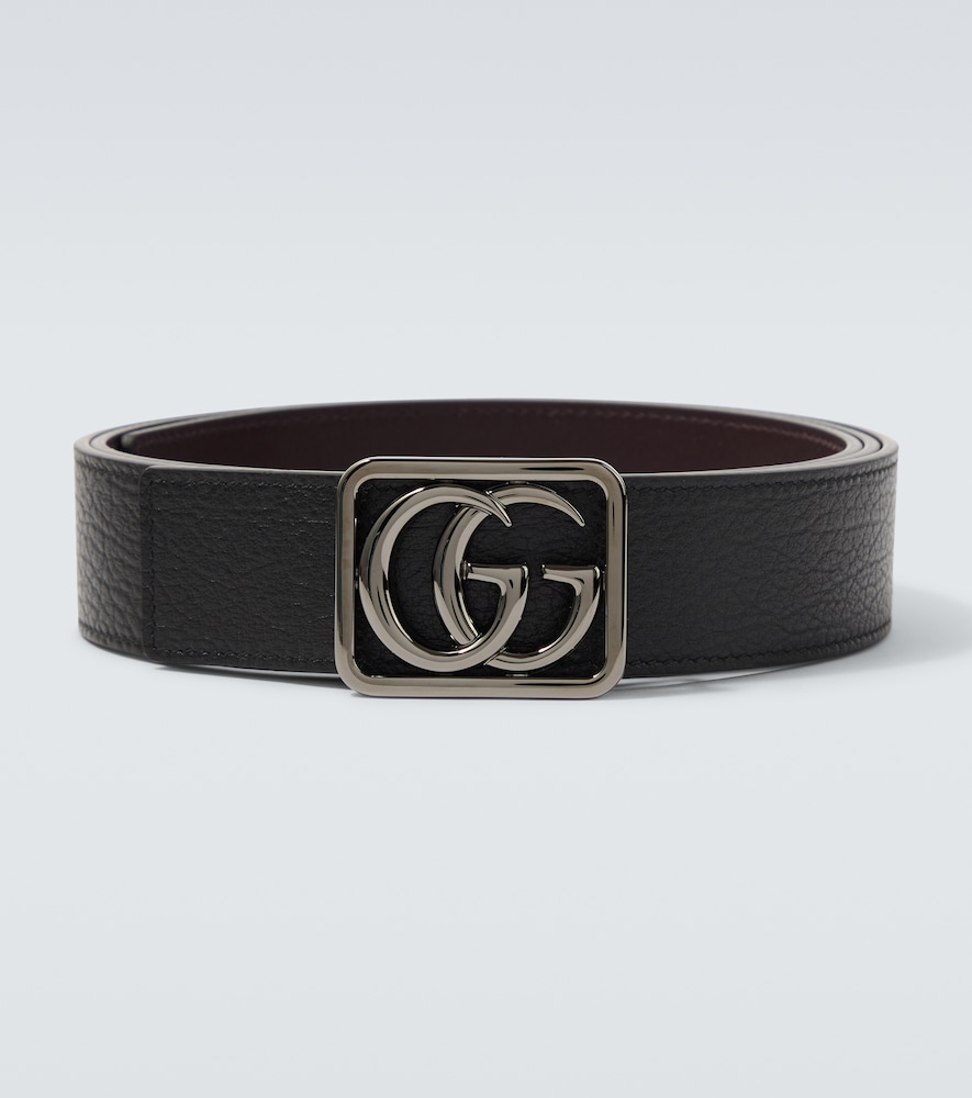 Gucci Uomo Cintura Reversibile Double G In Pelle Nero Medio- Mytheresa