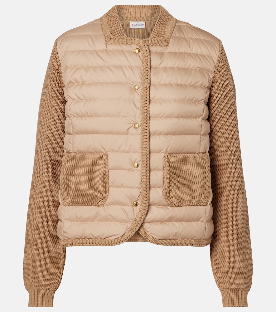 Moncler Down-paneled cotton cardigan
