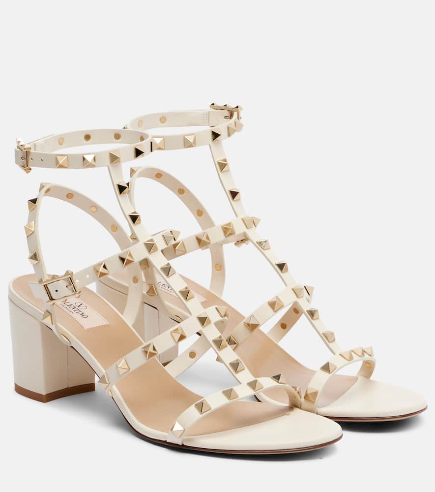 Valentino Garavani Rockstud 60 Leather Sandals In White