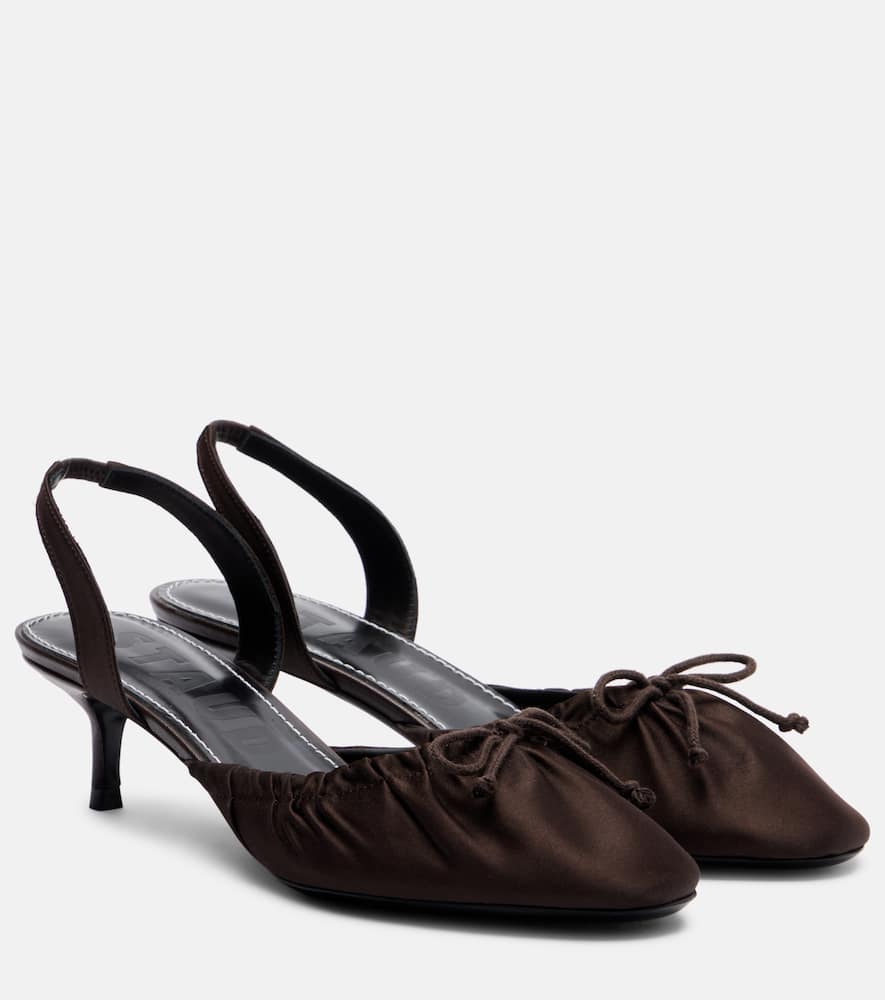 Staud Alba Satin Slingback Pumps In Brown