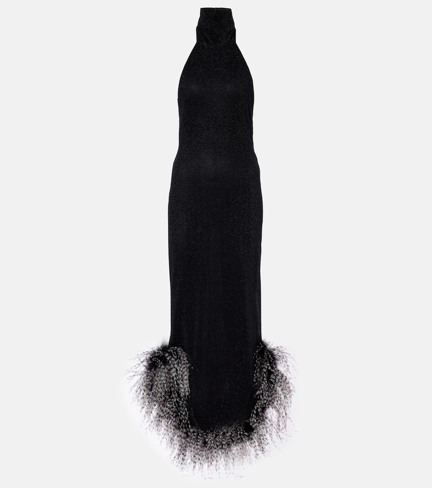 Oseree Oséree Lumière Plumage halterneck maxi dress