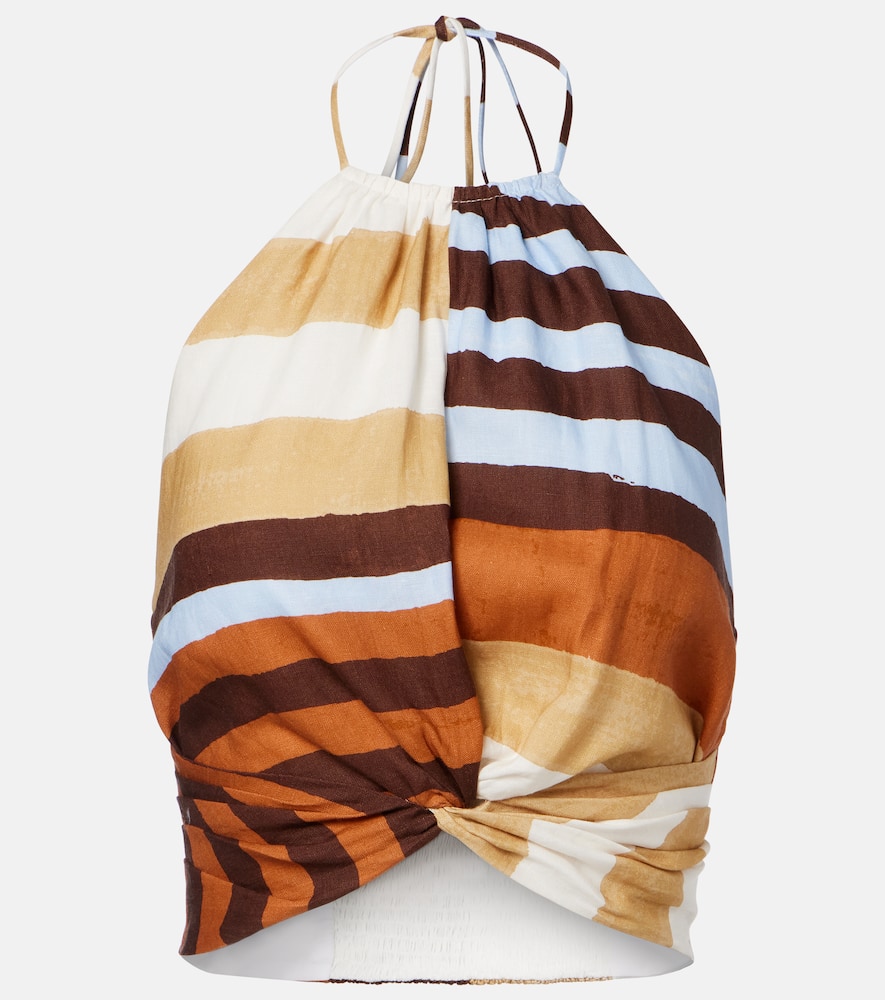 Top cropped Lodi in lino a righe