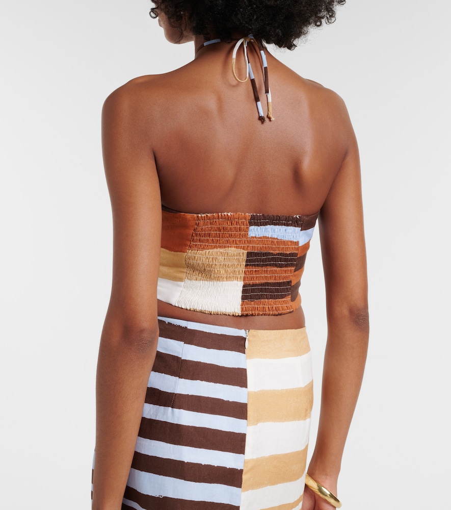  Cala De La Cruz Cala De La Cruz Lodi Striped Linen Crop Top 