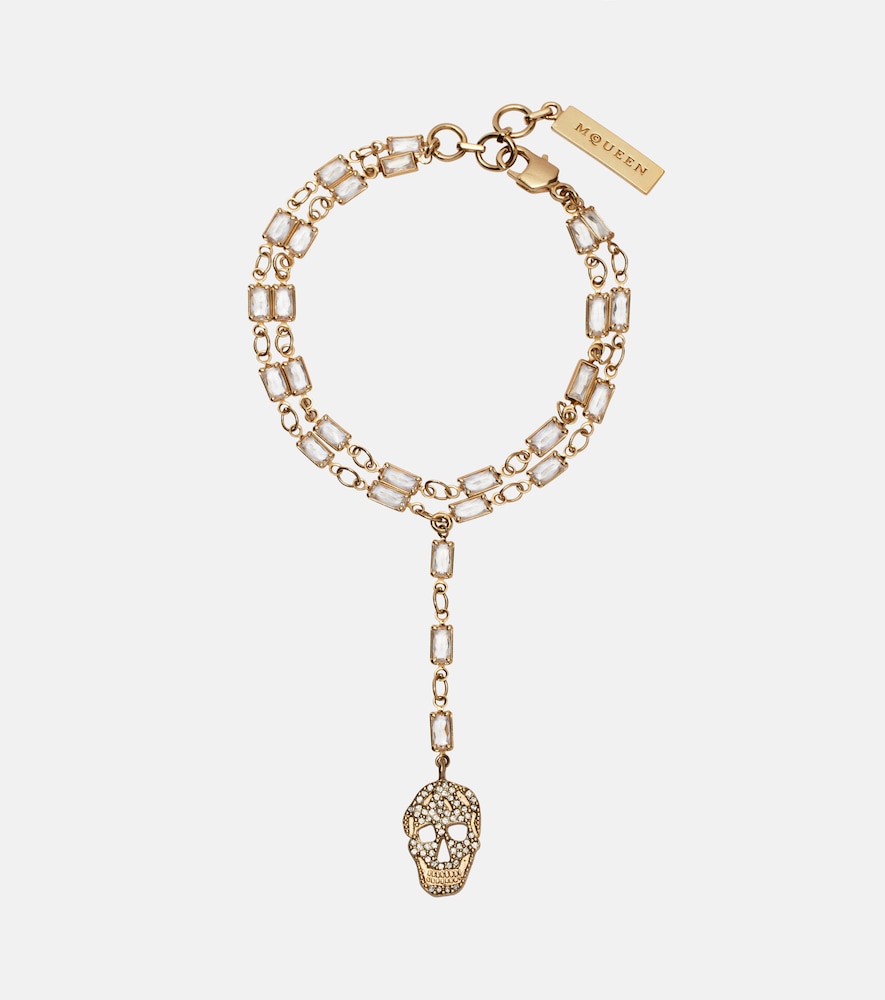 Alexander Mcqueen Crystal-embellished Bracelet In Gold