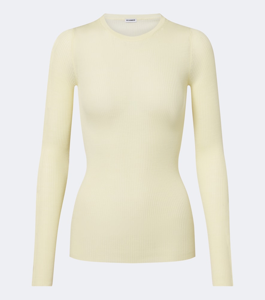 Jil Sander Damen Weiß Gerippter Pullover Aus Wolle - MyTheresa