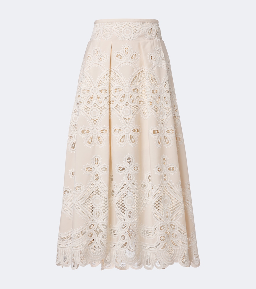 Elie Saab Women's Beige Embroidered Gathered Maxi Skirt UK Size 8 - Mytheresa