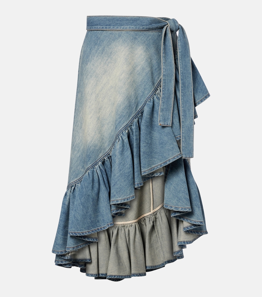 Alaia Alaïa Ruffled denim wrap skirt | Thumbnail 2 Alaia Alaïa Ruffled denim wrap skirt | Thumbnail 2