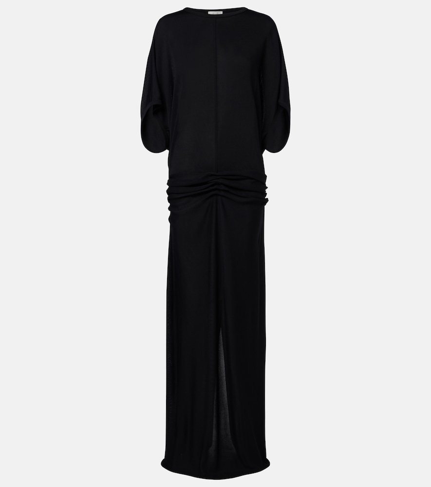 The Row Women's Black Delyra Ruched Jersey Gown UK Size 14 - Mytheresa