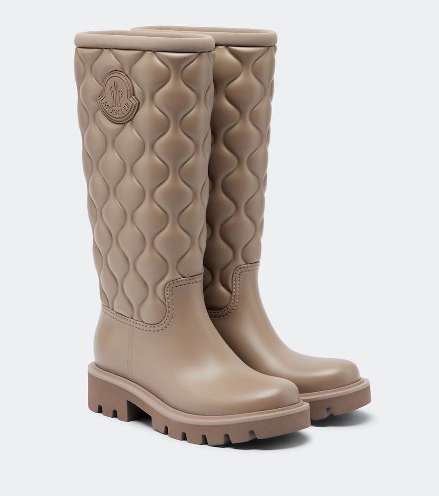 Moncler Kickstream Quilted Rain Boots In Sand