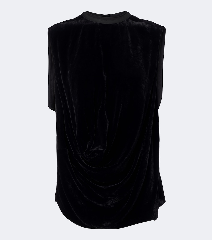 Rick Owens Draped Velvet Top In Black