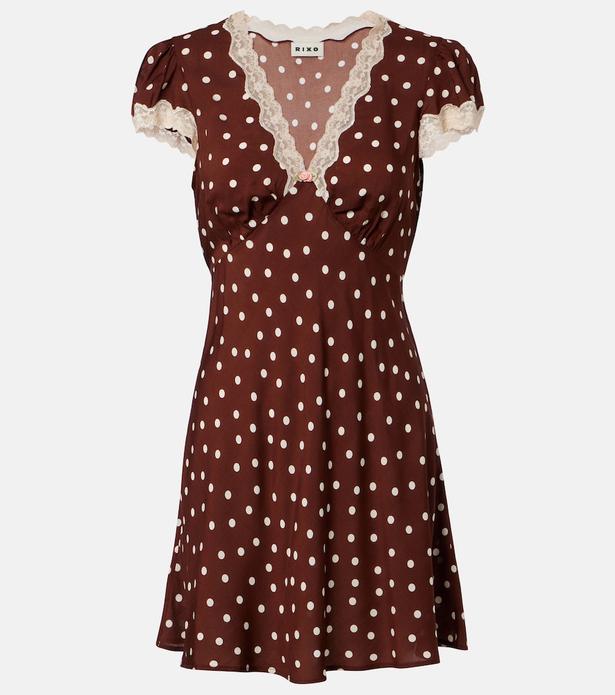 Abito corto Cely a pois con pizzo
