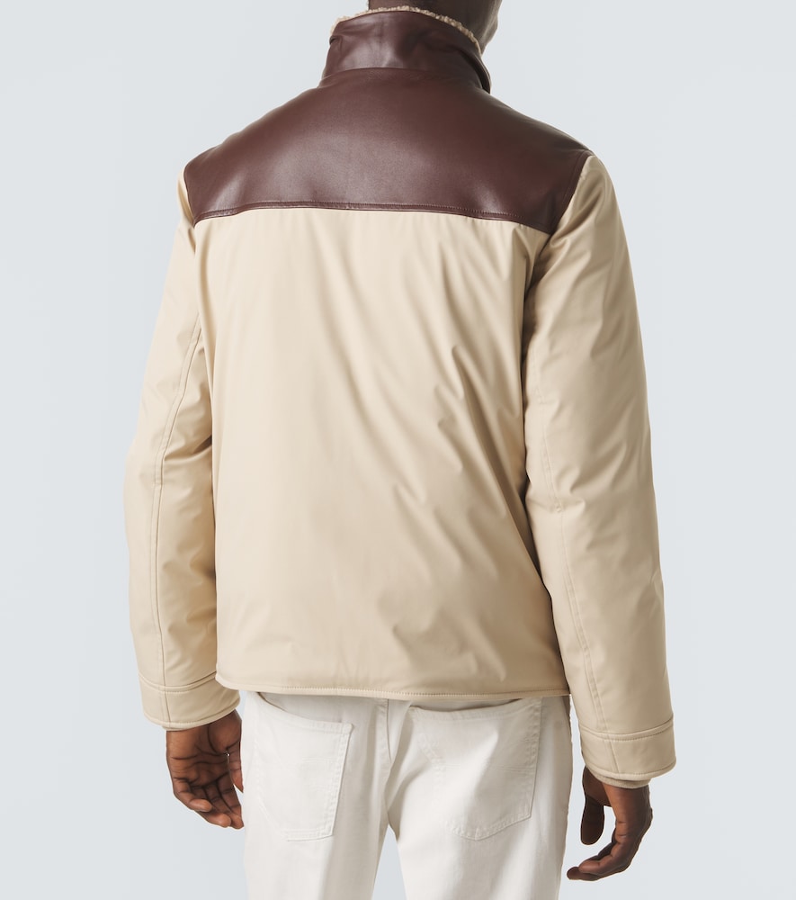 Leather-Trimmed Down Jacket